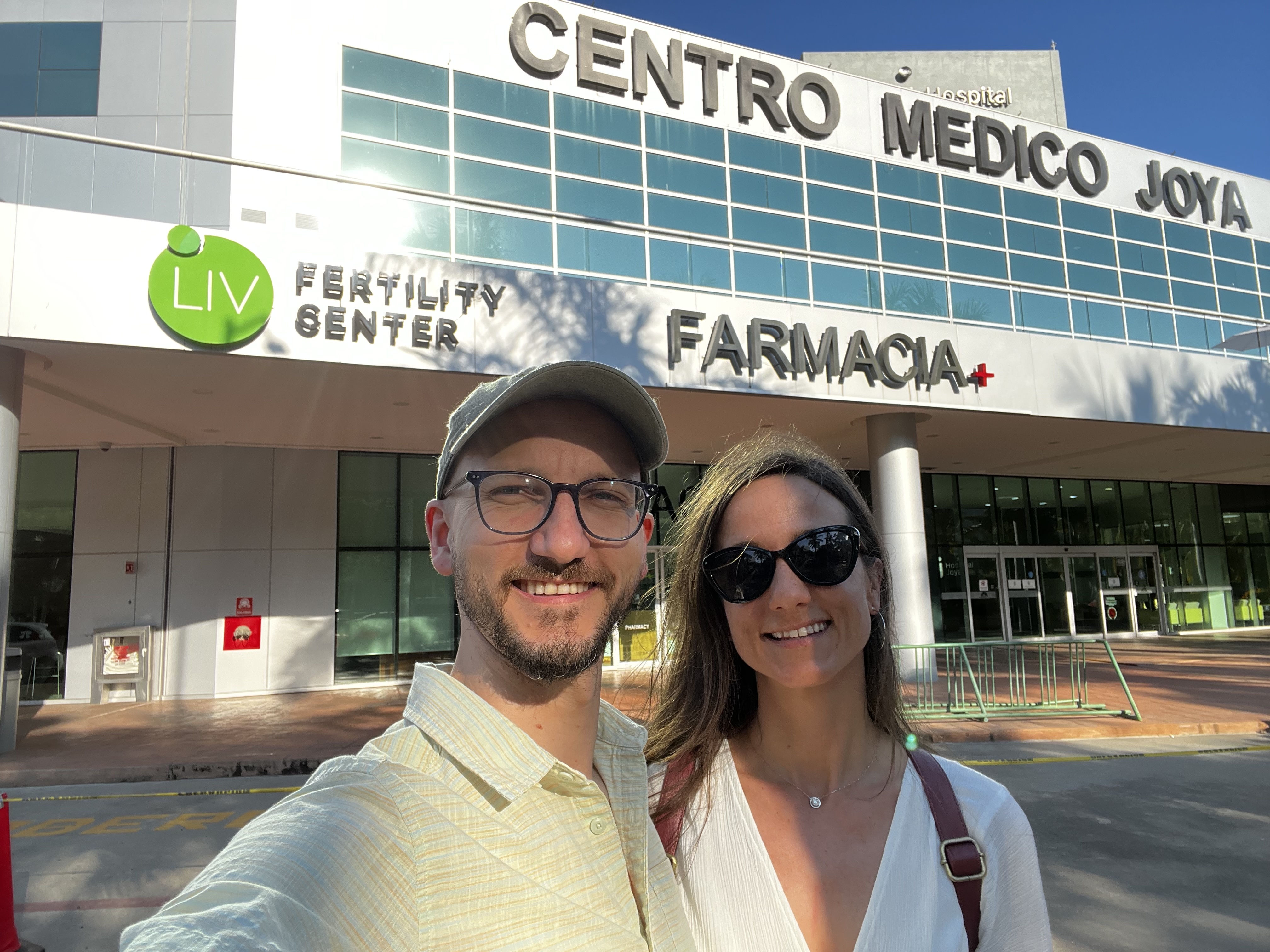 Alison and Roberto outside LIV Fertility Center abroad